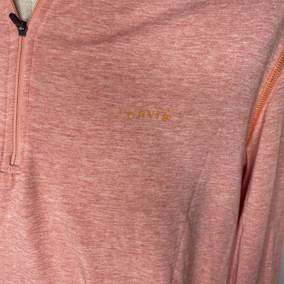 Orvis Trout Bum Shirt L 1/4 Zip Coral Orange Top Long Sleeve Hiking Fishing - Picture 2 of 7